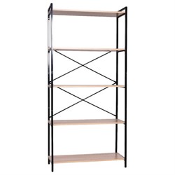 Стеллаж BRABIX "SMART SH-004", 790х360х1950 мм, ЛОФТ, 5 полок, металл/ЛДСП ясень шимо светлый, каркас черный, 641943 - фото 16091860