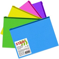 Папка-конверт на молнии А4 (230х333 мм), ПВХ, цвет ассорти с блестками, 0,15 мм, STAFF, 274079 - фото 16200326