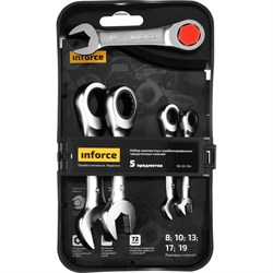 Набор компактных комбинированных трещоточных ключей Inforce 06-05-104 - фото 16231557