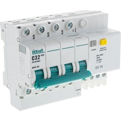 Дифавтомат DEKraft ДИФ-101 4п 32А 30мА 4.5кА AC - фото 16354083