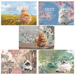 Альбом для рисования А4, 24 л., скоба, обложка картон, тиснение, HATBER, 205х290 мм, Пухляши, 091475, 24А4лтВ - фото 16409604