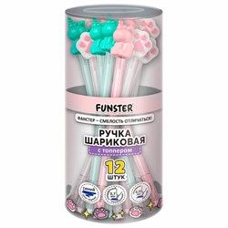 Ручка с топпером с блёстками шариковая масляная FUNSTER (ФАНСТЕР) "SHINY MIX", СИНЯЯ, корпус ассорти, узел 0,7 мм, линия 0,35 мм, 144371 - фото 16409613