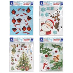 Наклейка для окон (1 штука) двусторонняя МНОГОРАЗОВАЯ 30х38 см, "Ассорти № 1", ЗОЛОТАЯ СКАЗКА, 591921 - фото 16424835