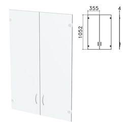Дверь СТЕКЛО средняя "Бюджет", КОМПЛЕКТ 2 шт., 355х4х1052 мм, БЕЗ ФУРНИТУРЫ, 402655-760 - фото 16441069