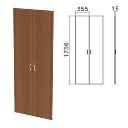 Дверь ЛДСП высокая "Бюджет", КОМПЛЕКТ 2 шт., 355х16х1756 мм, орех французский, 402880-190 - фото 16441077