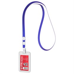 Бейдж вертикальный ERICH KRAUSE (54х85 мм), корпус прозрачный, цвет ленты синий, 63728 - фото 16474731