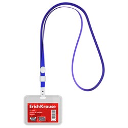 Бейдж горизонтальный ERICH KRAUSE (85х54 мм), корпус прозрачный, цвет ленты синий, 63725 - фото 16474732