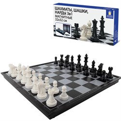 Шахматы, шашки, нарды "3 в 1", магнитные ХИТ, доска 32х32 см, ЗОЛОТАЯ СКАЗКА, 665764 - фото 16475328