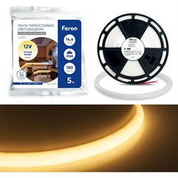 Светодиодная лента LED FERON LS651 180SMD 2835 14.4Вт/м 5м IP68 12V неоновая, теплый белый - фото 16492919