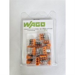 Трехпроводная соединительная клемма для быстрого монтажа WAGO 2273-203 - фото 16504655