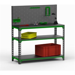 Стол-верстак ООО Металекс 950x1200x400 мм, две полки + перфопанель, с комплектом аксессуаров - фото 16558175