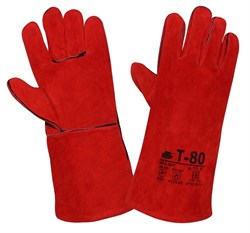 Краги спилковые Т-80 красные с подкладкой, КРА007 - фото 16559446