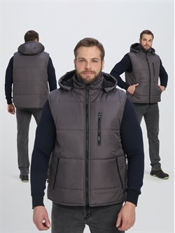 Жилет утепленный с капюшоном Резко (тк.Таслан,135), т.серый - фото 16559580