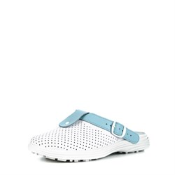 Сабо женские нат.кожа Комфорт ПВХ, белый/голубой - фото 16559624