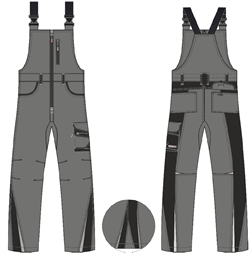 Полукомбинезон ProfLineLeader (тк.Хлопок/Спандекс,260), серый/черный - фото 16559709