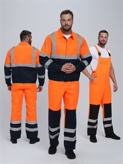 Костюм сигнальный Ярксион-2 СОП (тк.Смесовая,210) п/к, оранжевый/т.синий - фото 16560052