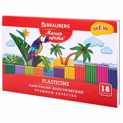 Пластилин классический BRAUBERG "МАГИЯ ЦВЕТА NEW", 18 цветов, 360 грамм, стек, ВЫСШЕЕ КАЧЕСТВО, 106427 - фото 16561799