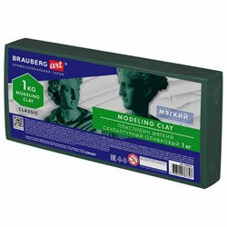 Пластилин скульптурный BRAUBERG ART CLASSIC, оливковый, 1 кг, мягкий, 106521 - фото 16561818