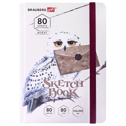 Скетчбук, белая бумага 80 г/м2, 145х203 мм, 80 л., резинка, твердый, BRAUBERG ART DEBUT "Хогвартс", 114581 - фото 16561933