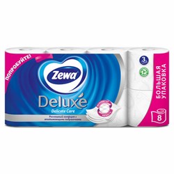 Бумага туалетная 3-х слойная 8 рулонов (8х18 м), белая, ZEWA Deluxe, 536600 - фото 16561934