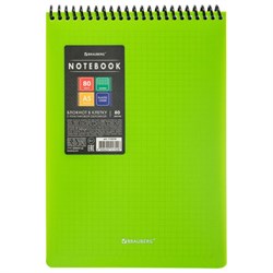 Блокнот А5 80 л., спираль пластиковая, обложка пластик, клетка, BRAUBERG "Metropolis", ЗЕЛЕНЫЙ, 115570 - фото 16561996