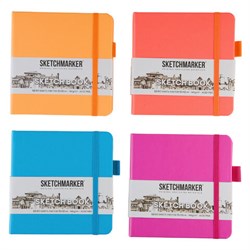 Скетчбук, слоновая кость, 140 г/м2, 120х120 мм, 80 л., КОЖЗАМ, резинка, SKETCHMARKER, 4 цвета НЕОН, 8011, 23148011OFM - фото 16562053