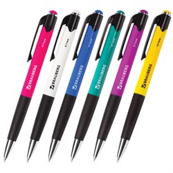 Ручка шариковая автоматическая с грипом BRAUBERG "Concept", СИНЯЯ, корпус ассорти, узел 0,7 мм, линия письма 0,35 мм, 141156 - фото 16562195