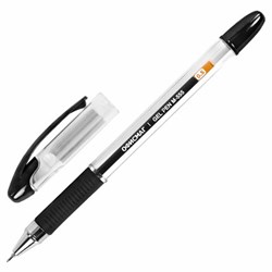 Ручка гелевая с грипом ОФИСМАГ "M-555", ЧЕРНАЯ, игольчатый наконечник 0,5 мм, линия письма 0,35 мм, 144213 - фото 16562339