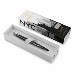 Ручка шариковая PARKER "Jotter New York Black CT", корпус черный лак, детали из нержавеющей стали, синяя, 2187554 - фото 16562357