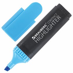 Текстовыделитель BRAUBERG "Contract", ГОЛУБОЙ, линия 1-5 мм, 150391 - фото 16562373