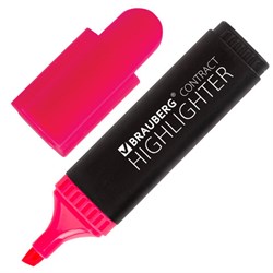 Текстовыделитель BRAUBERG "Contract", РОЗОВЫЙ, линия 1-5 мм, 150392 - фото 16562374