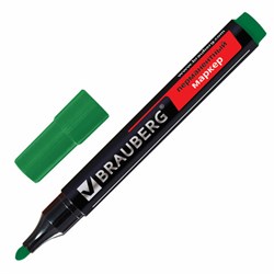 Маркер перманентный BRAUBERG "Contract", ЗЕЛЕНЫЙ, круглый наконечник, 3 мм, 150468 - фото 16562379