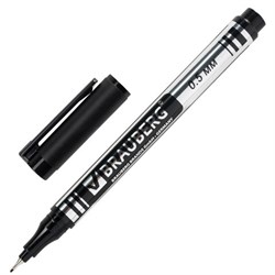 Маркер перманентный BRAUBERG "Jet", ЧЕРНЫЙ, супертонкий металлический наконечник 0,5 мм,150507 - фото 16562380