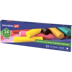 Пастель масляная художественная BRAUBERG ART CLASSIC, 24 цвета, круглое сечение, 181448 - фото 16562564