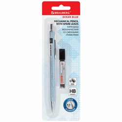 Карандаш механический 0,5 мм + грифели HB 12 штук на блистере, BRAUBERG "OCEAN BLUE", 181970 - фото 16562627