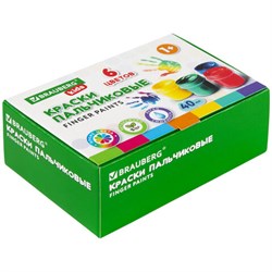 Краски пальчиковые для малышей от 1 года, КЛАССИКА, 6 цветов по 40 мл, BRAUBERG KIDS, 192396 - фото 16562722