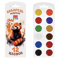 Краски акварельные FORUM "Зверята" 12 цветов, медовые, круглые кюветы, картонная коробка, FA-EV-012E - фото 16562747