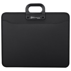Папка-портфель пластиковая БОЛЬШОГО ФОРМАТА BRAUBERG "ПОРТФОЛИО" А3 (470х380х130 мм), 3 отделения, черная, 223081 - фото 16562904