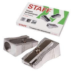 Точилка STAFF "Basic" PS-529, металлическая клиновидная, в картонной коробке, 226529 - фото 16562975