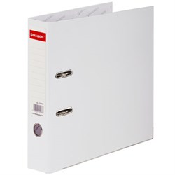 Папка-регистратор, покрытие пластик, 75 мм, ПРОЧНАЯ, с уголком, BRAUBERG, белая, 226600 - фото 16562984