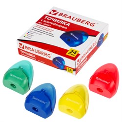 Точилка BRAUBERG BELL с контейнером, пластиковая, конусообразная, цвет корпуса ассорти, 226937 - фото 16562997