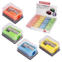 Точилка BRAUBERG "Assistant Mini", с контейнером, пластиковая, корпус ассорти, 228458 - фото 16563054