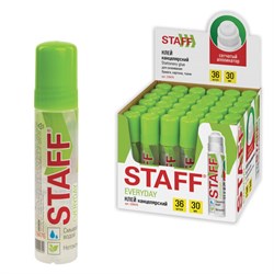 Клей канцелярский STAFF EVERYDAY 30 мл, сетчатый аппликатор, 228476 - фото 16563055