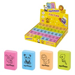 Ластик ЮНЛАНДИЯ "Зверушки", 28х18х10 мм, цвет ассорти, прямоугольный, 228706 - фото 16563080