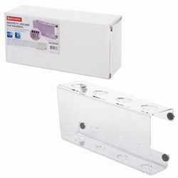 Держатель магнитный для 4 маркеров для доски (85х160 мм), прозрачный акрил, BRAUBERG, РОССИЯ, 235530 - фото 16563201