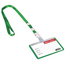 Бейдж школьника горизонтальный (55х90 мм), на ленте со съемным клипом, ЗЕЛЕНЫЙ, BRAUBERG, 235763 - фото 16563240