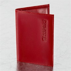 Обложка для паспорта натуральная кожа галант, "PASSPORT", красная, BRAUBERG, 237178 - фото 16563330