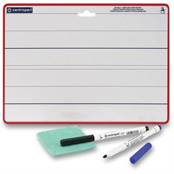 Доска двусторонняя маркерная А4 (297х210 мм), БЕЛАЯ/ЛИНИЯ, 2 маркера + салфетка, CENTROPEN, 7719, 577190201 - фото 16563374