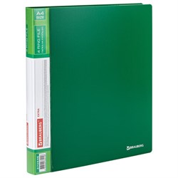 Папка на 4 кольцах, ширина 25 мм, BRAUBERG EXTRA, до 170 листов, ЗЕЛЕНАЯ, 0,7 мм, 270546 - фото 16563556