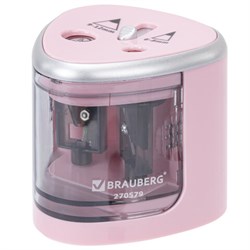 Точилка электрическая BRAUBERG DUAL (для 2 диаметров карандашей!), 4 батарейки АА, розовая, 270579 - фото 16563560